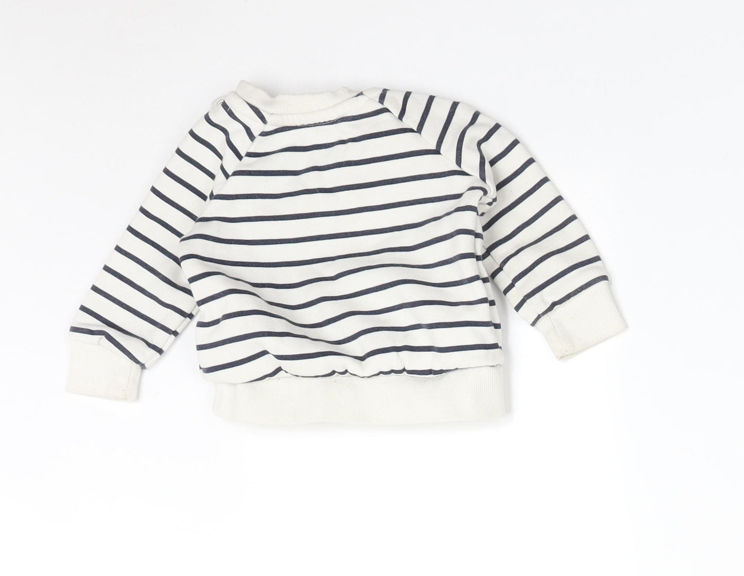 Primark Girls Multicoloured Striped Cotton Pullover Jumper Size 0-3 Months   - HAPPY