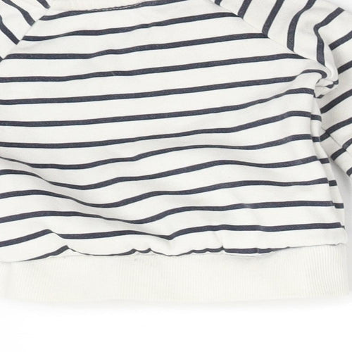 Primark Girls Multicoloured Striped Cotton Pullover Jumper Size 0-3 Months   - HAPPY