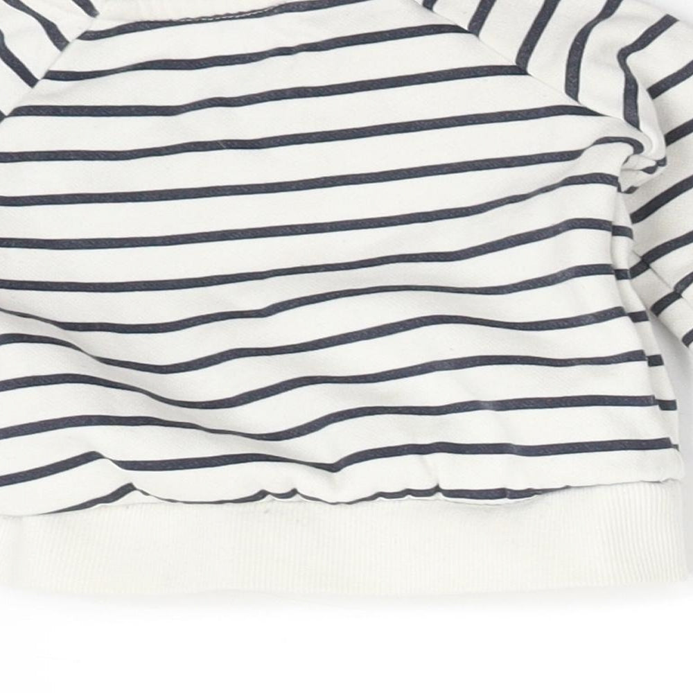 Primark Girls Multicoloured Striped Cotton Pullover Jumper Size 0-3 Months   - HAPPY