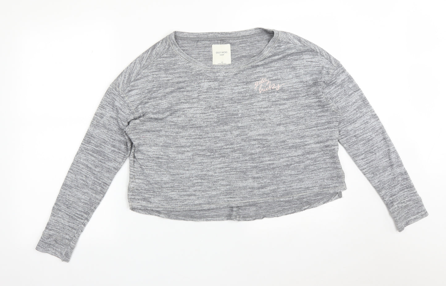 GILY HICKS Womens Grey Solid Polyester  Pyjama Top Size XS