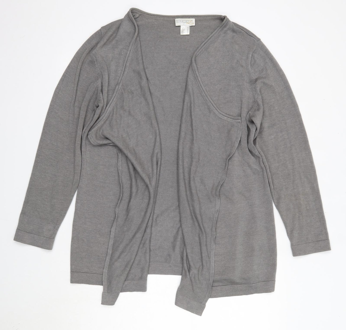 Creation Womens Grey V-Neck  Cotton Cardigan Jumper Size 18