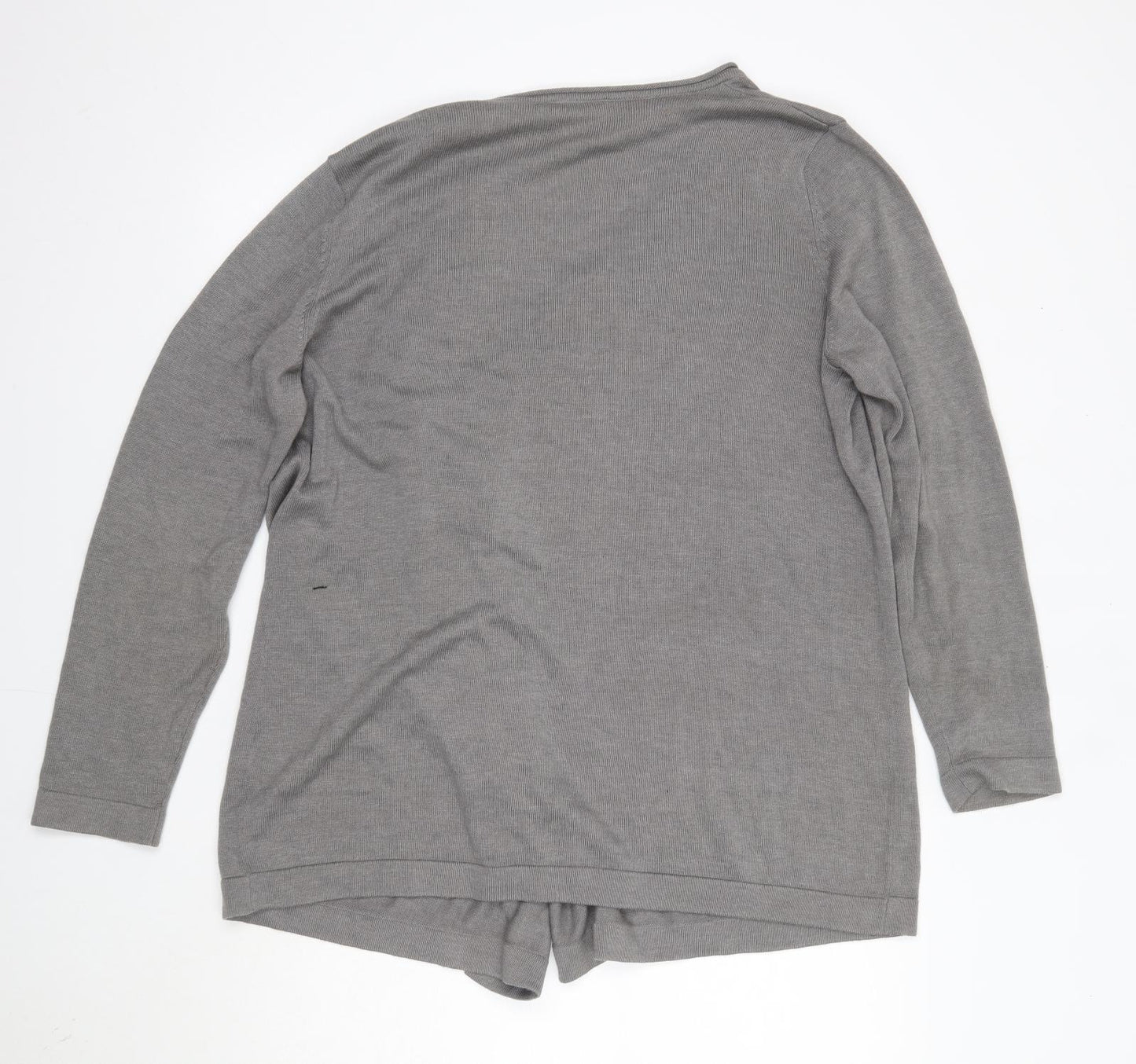 Creation Womens Grey V-Neck  Cotton Cardigan Jumper Size 18