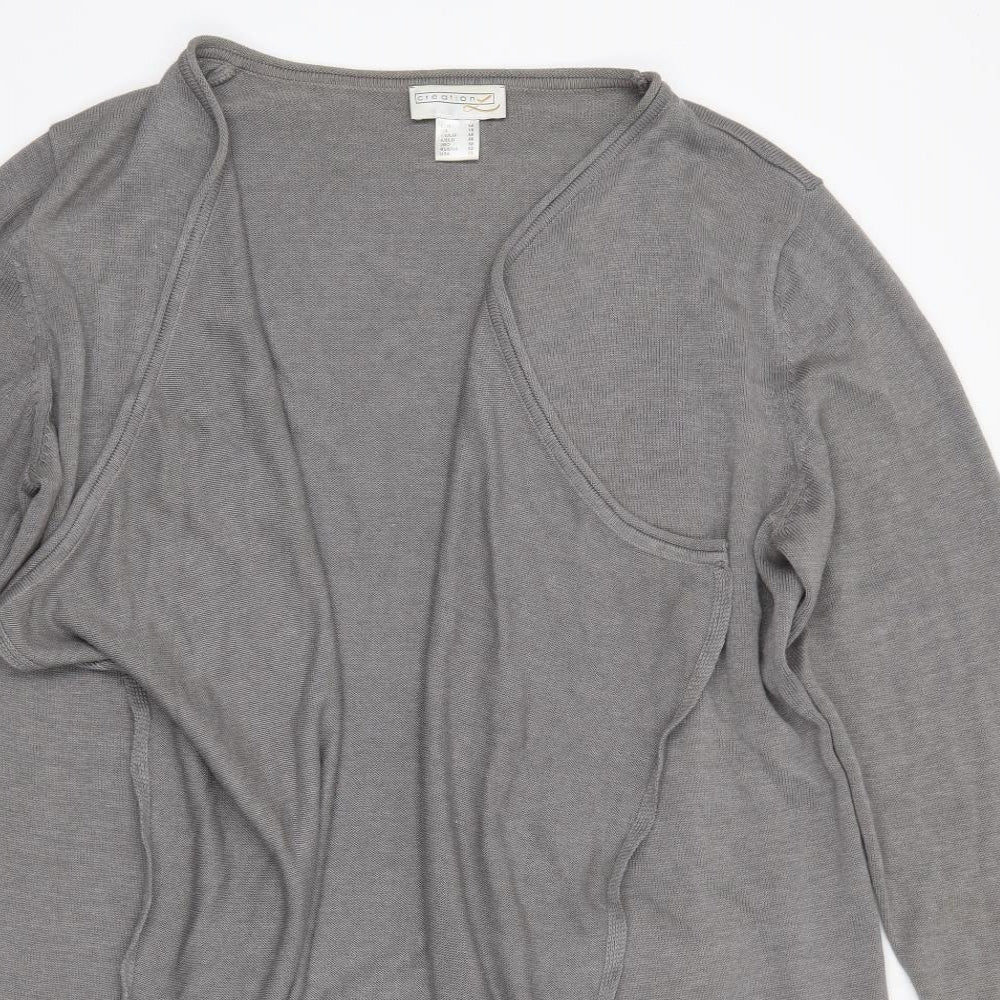 Creation Womens Grey V-Neck  Cotton Cardigan Jumper Size 18
