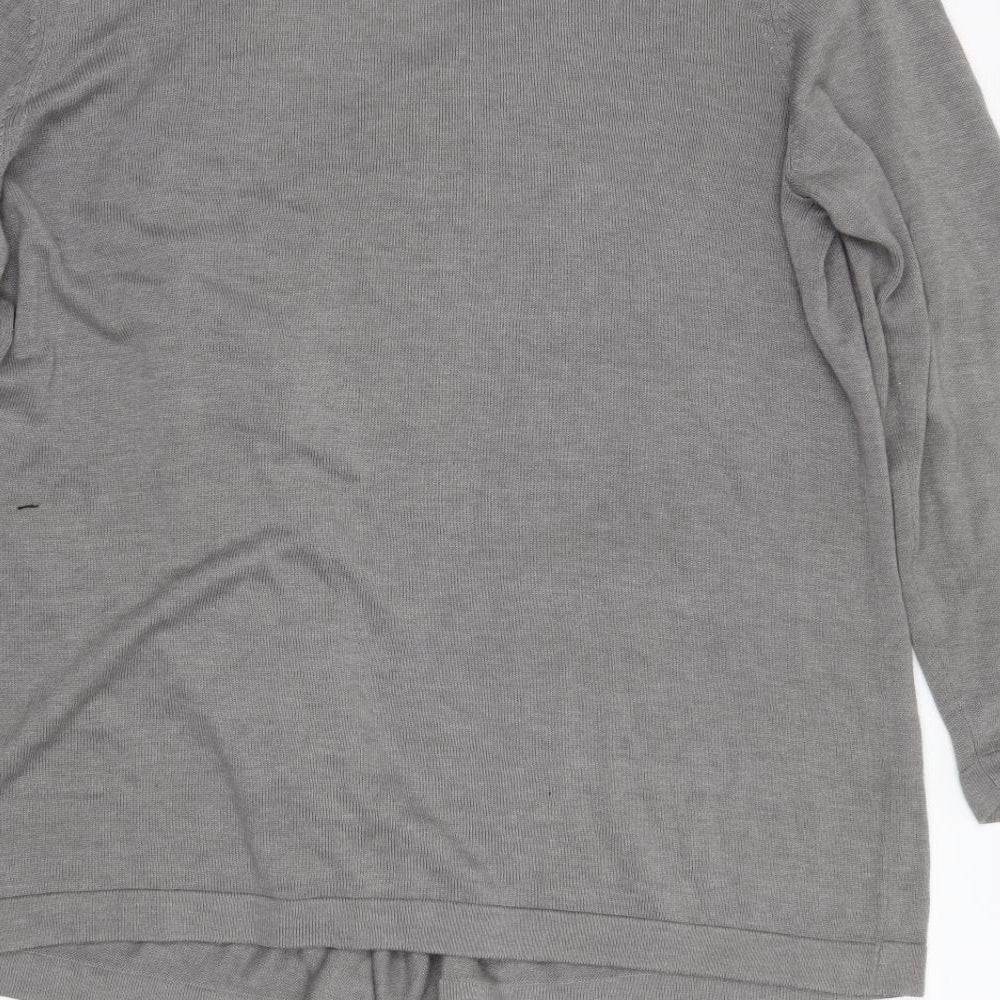 Creation Womens Grey V-Neck  Cotton Cardigan Jumper Size 18
