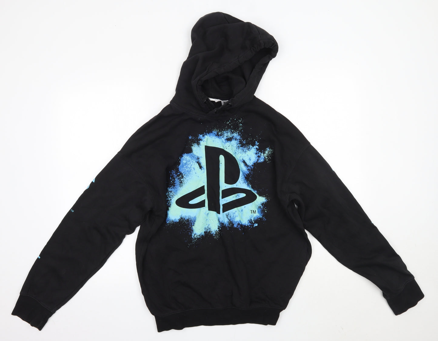 H&M Boys Black  Cotton Pullover Hoodie Size 14-15 Years   - Playstation