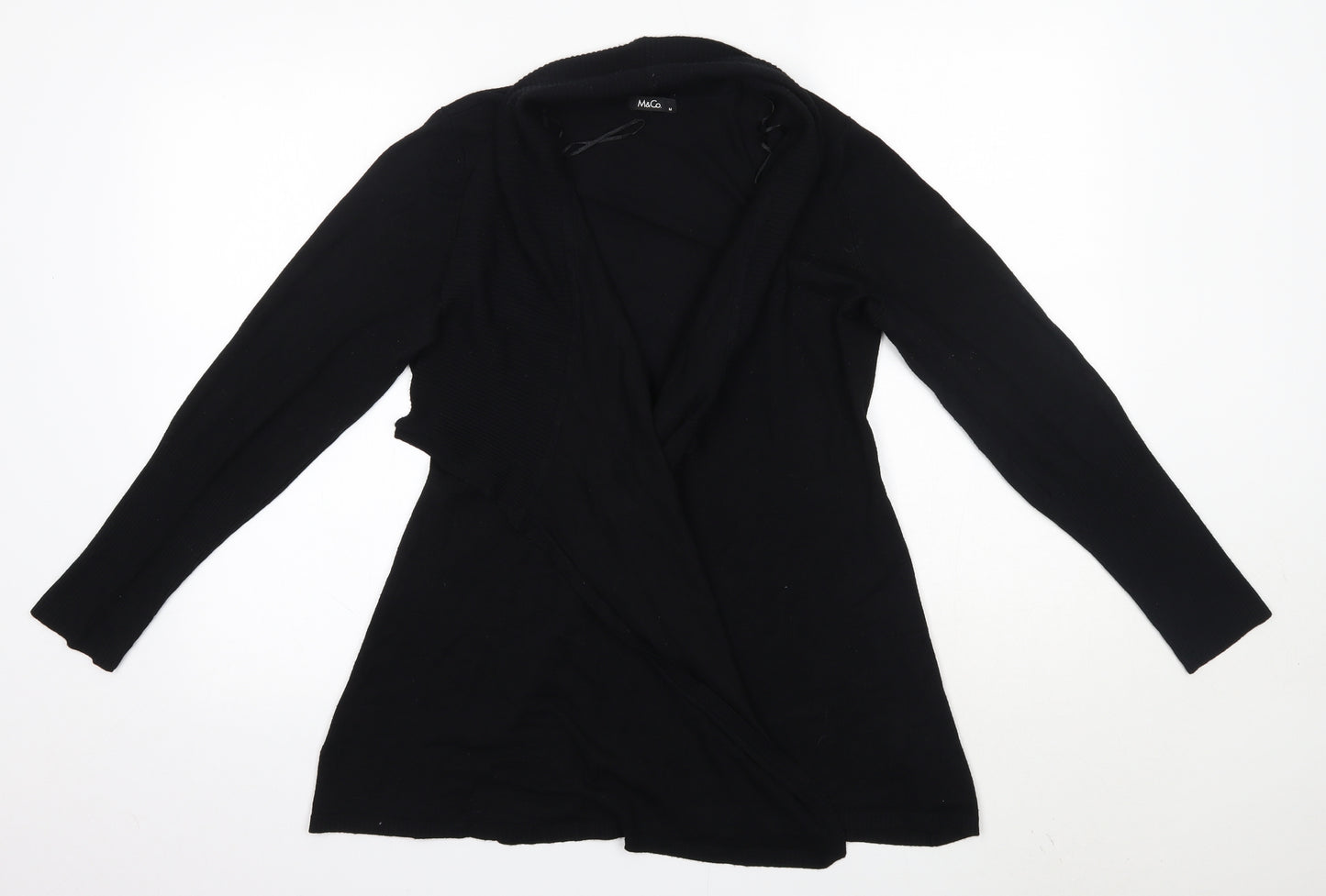 M&Co Womens Black V-Neck  Viscose Cardigan Jumper Size M