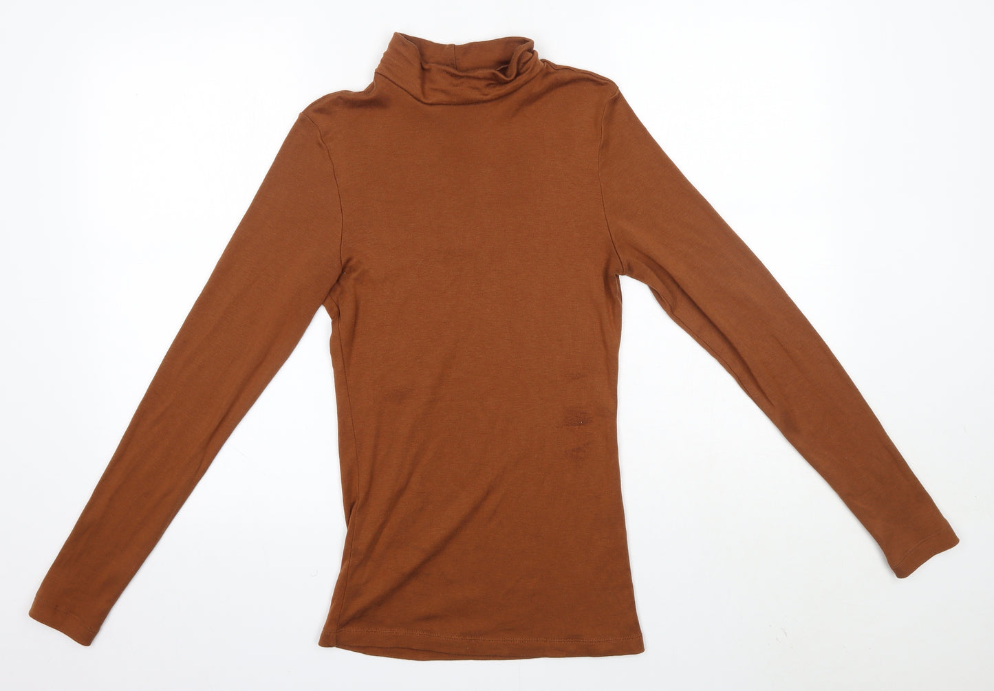 M&S Womens Brown High Neck  Acrylic Pullover Jumper Size 6