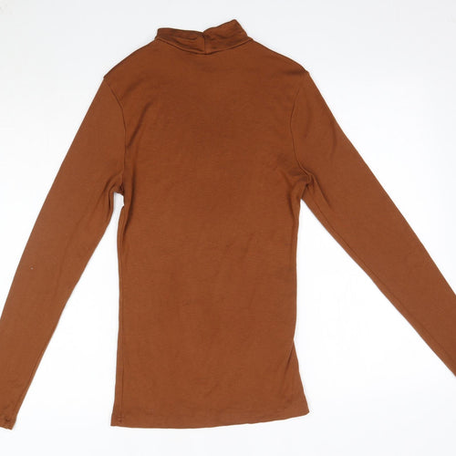 M&S Womens Brown High Neck  Acrylic Pullover Jumper Size 6