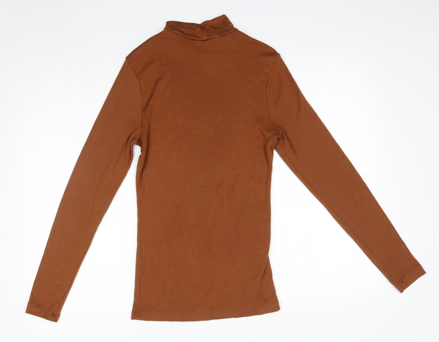 M&S Womens Brown High Neck  Acrylic Pullover Jumper Size 6
