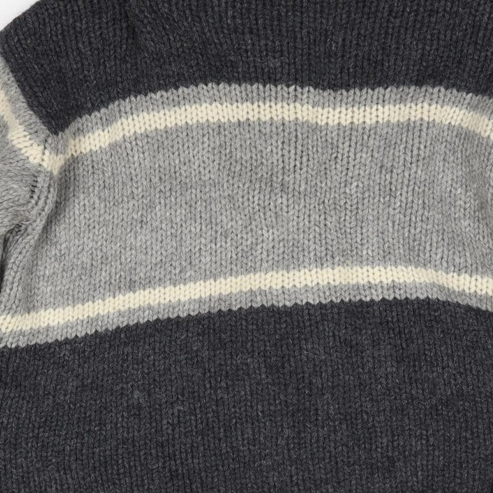 Reed Mens Grey High Neck  Wool Full Zip Jumper Size M