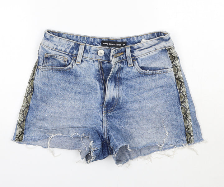Sinsay Womens Blue 100% Cotton Cut-Off Shorts Size 6 Regular
