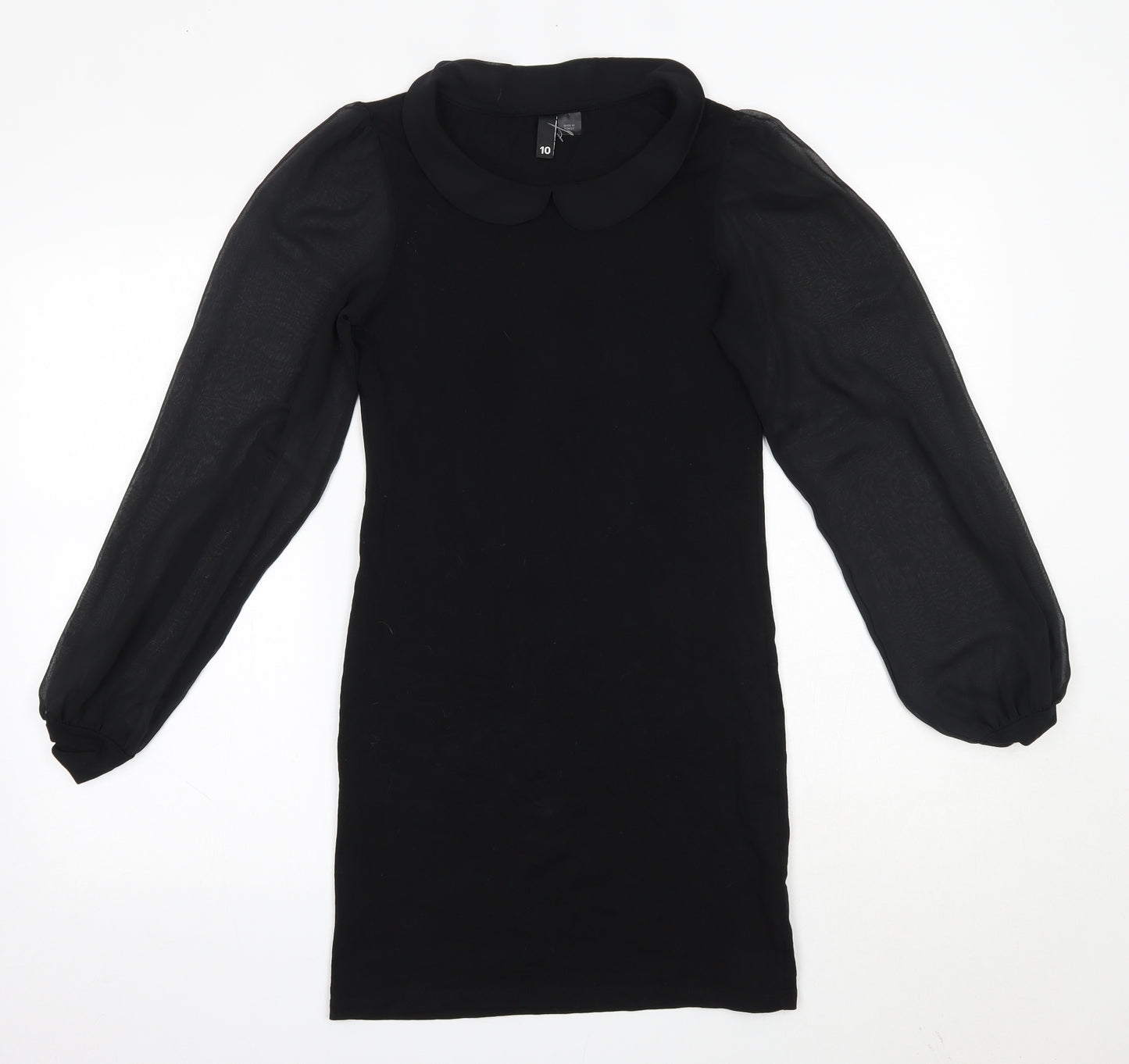 H&M Womens Black  Cotton Bodycon  Size 8  Collared