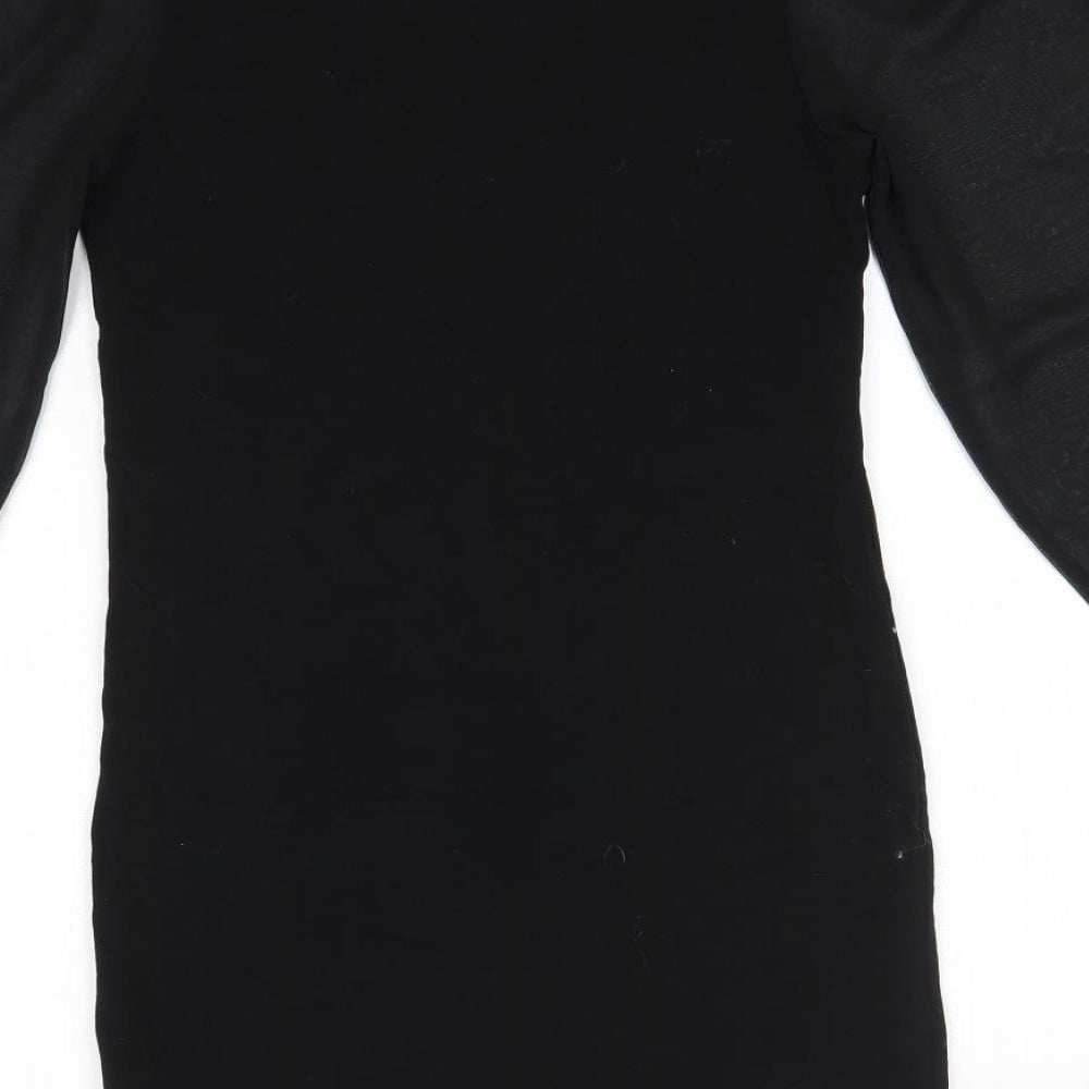 H&M Womens Black  Cotton Bodycon  Size 8  Collared