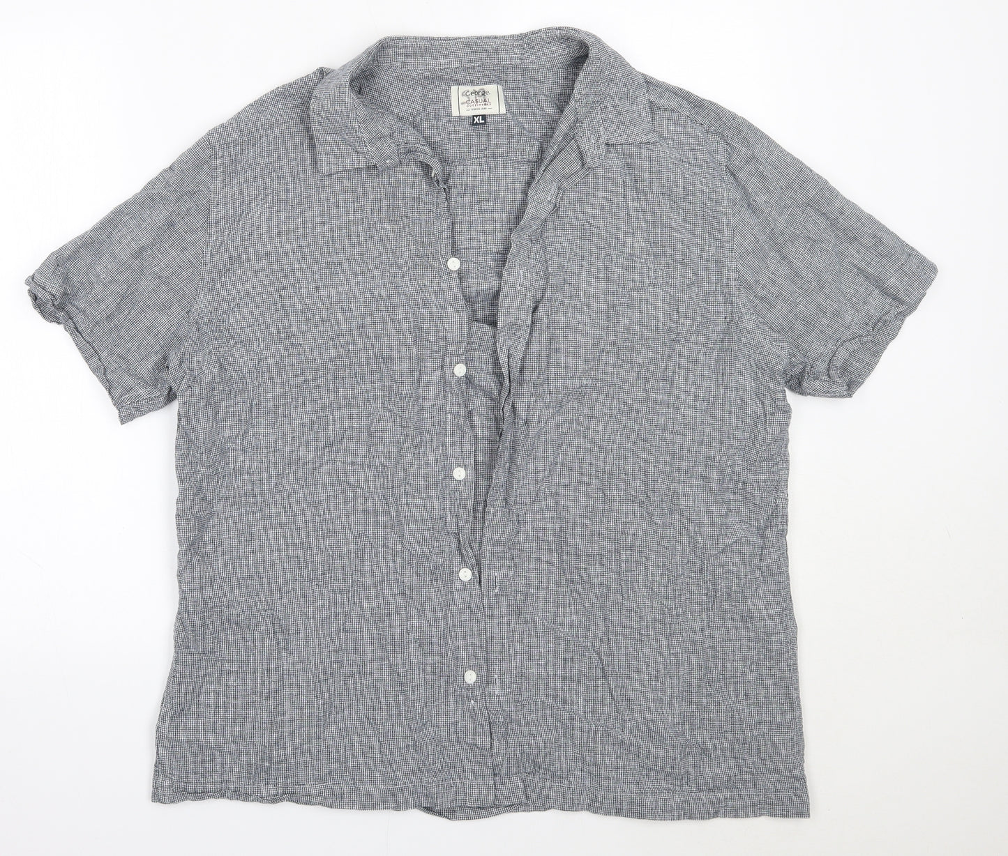 George Mens Grey  Linen  Button-Up Size XL Collared
