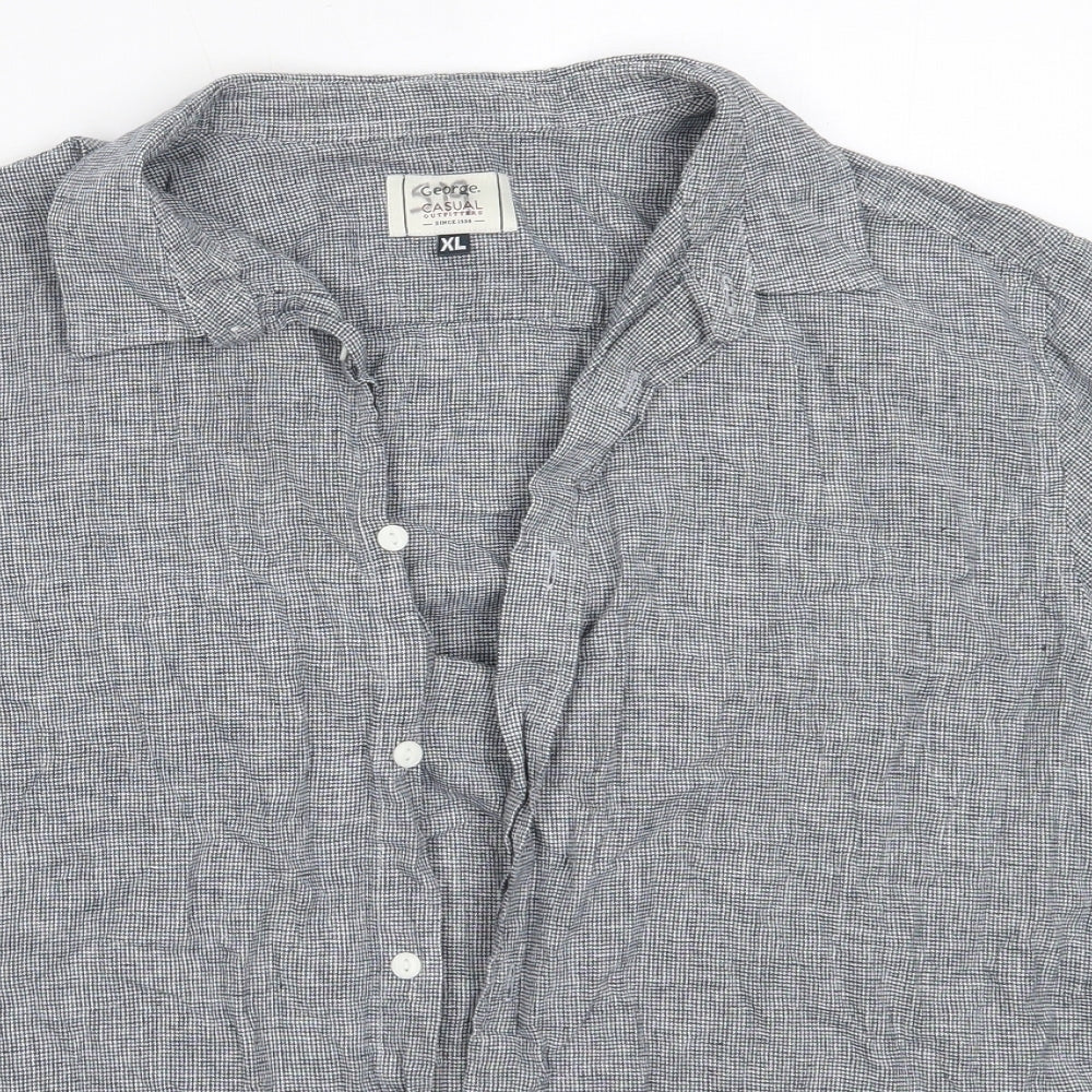 George Mens Grey  Linen  Button-Up Size XL Collared