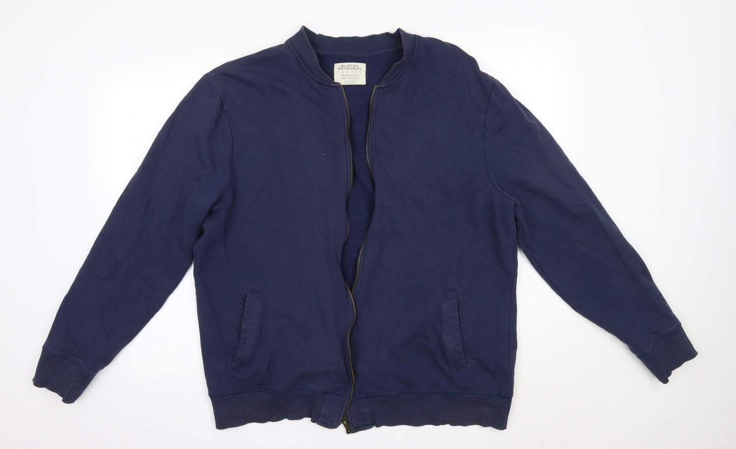 Burton Mens Blue Round Neck  Cotton Full Zip Jumper Size XL