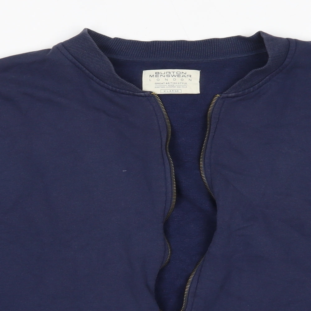 Burton Mens Blue Round Neck  Cotton Full Zip Jumper Size XL