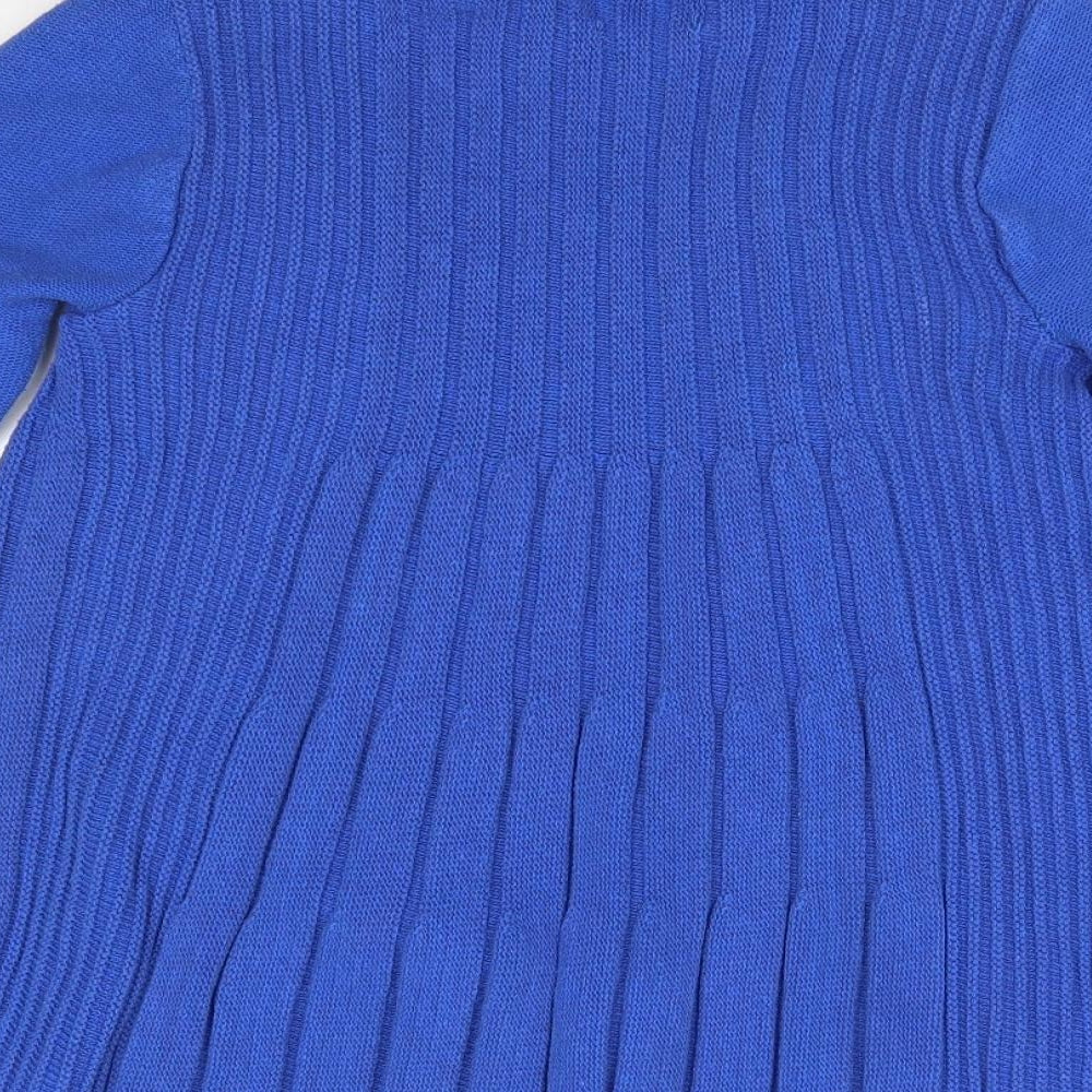 Lizzie Clarke Womens Blue V-Neck  Cotton Cardigan Jumper Size M