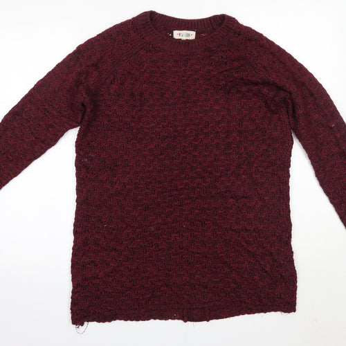New Look Womens Purple Round Neck  Acrylic Pullover Jumper Size M