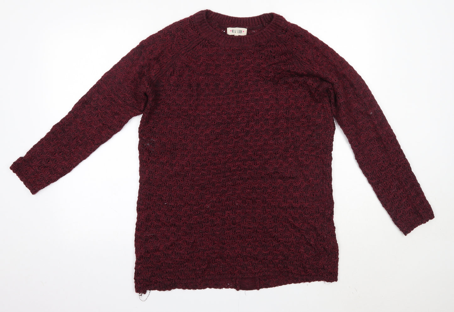 New Look Womens Purple Round Neck  Acrylic Pullover Jumper Size M