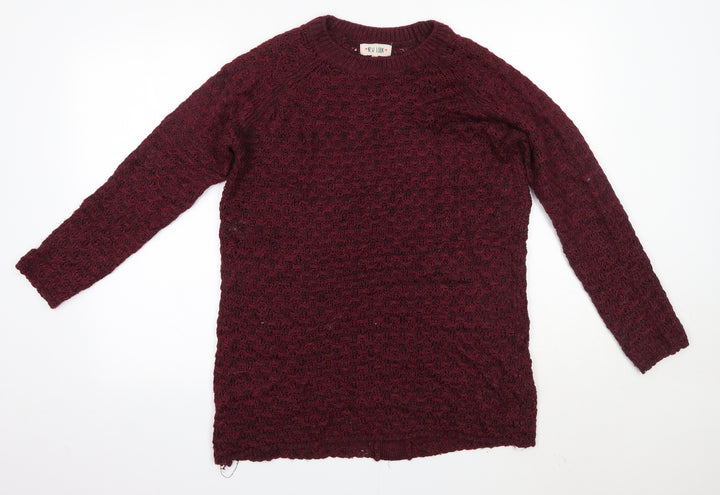 New Look Womens Purple Round Neck  Acrylic Pullover Jumper Size M