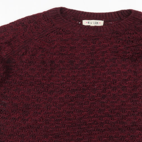 New Look Womens Purple Round Neck  Acrylic Pullover Jumper Size M