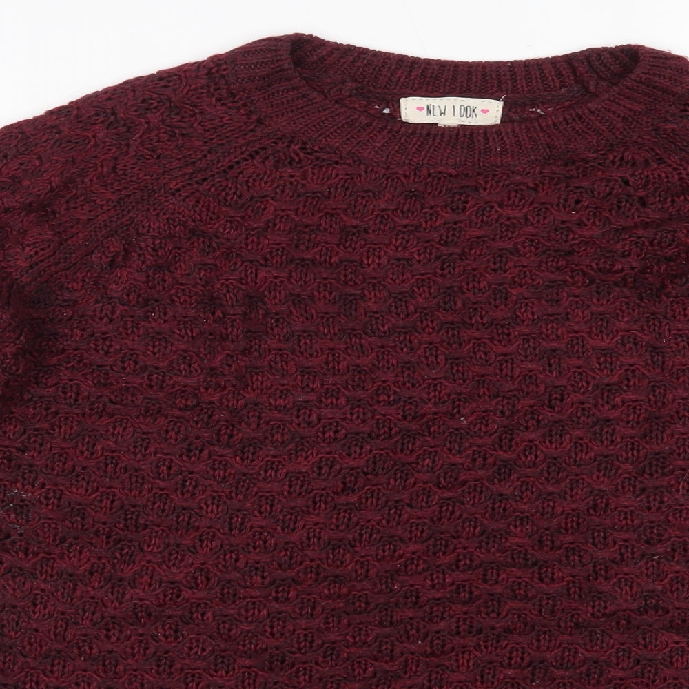 New Look Womens Purple Round Neck  Acrylic Pullover Jumper Size M