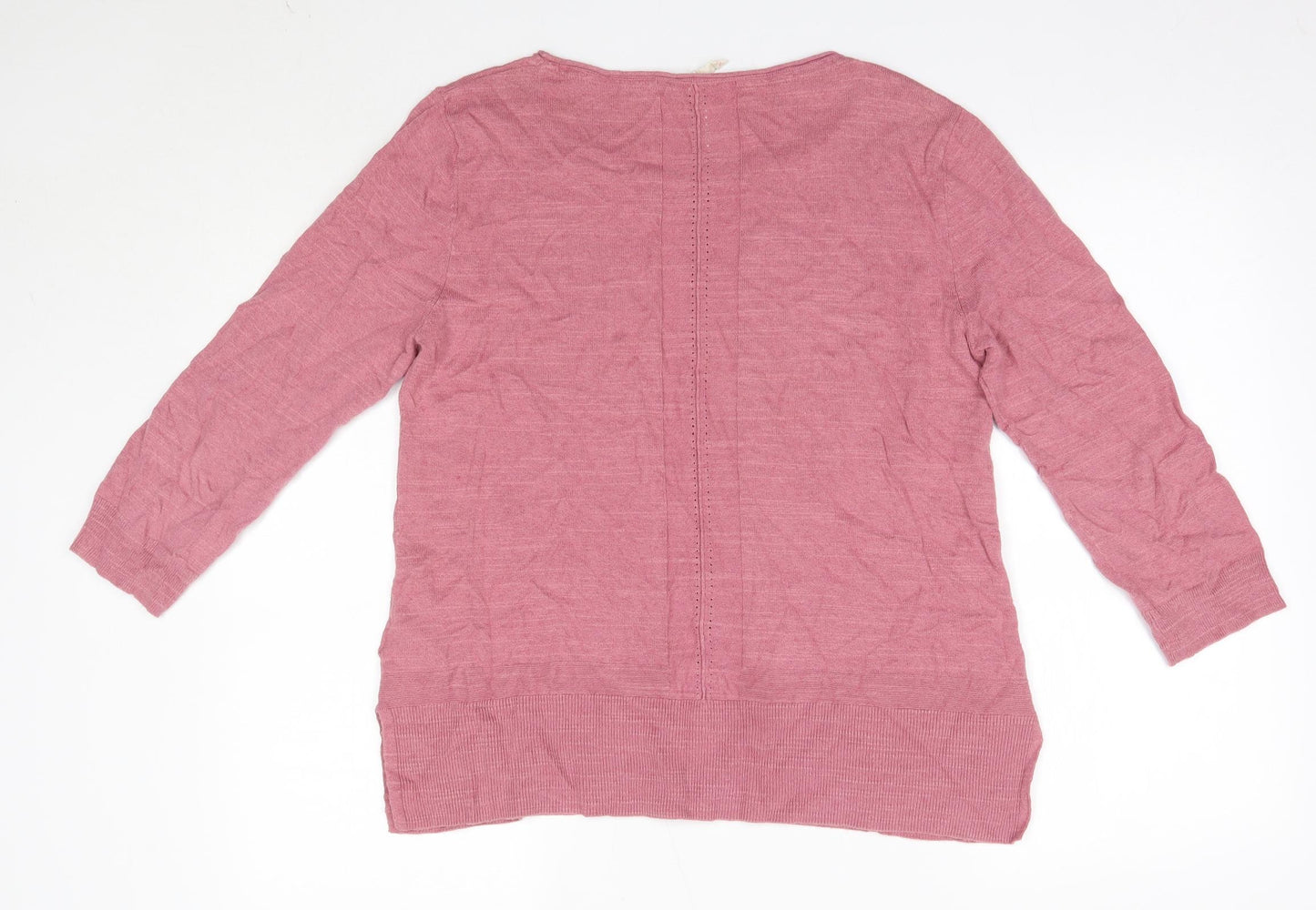 White Stuff Womens Pink Round Neck  Cotton Pullover Jumper Size 14