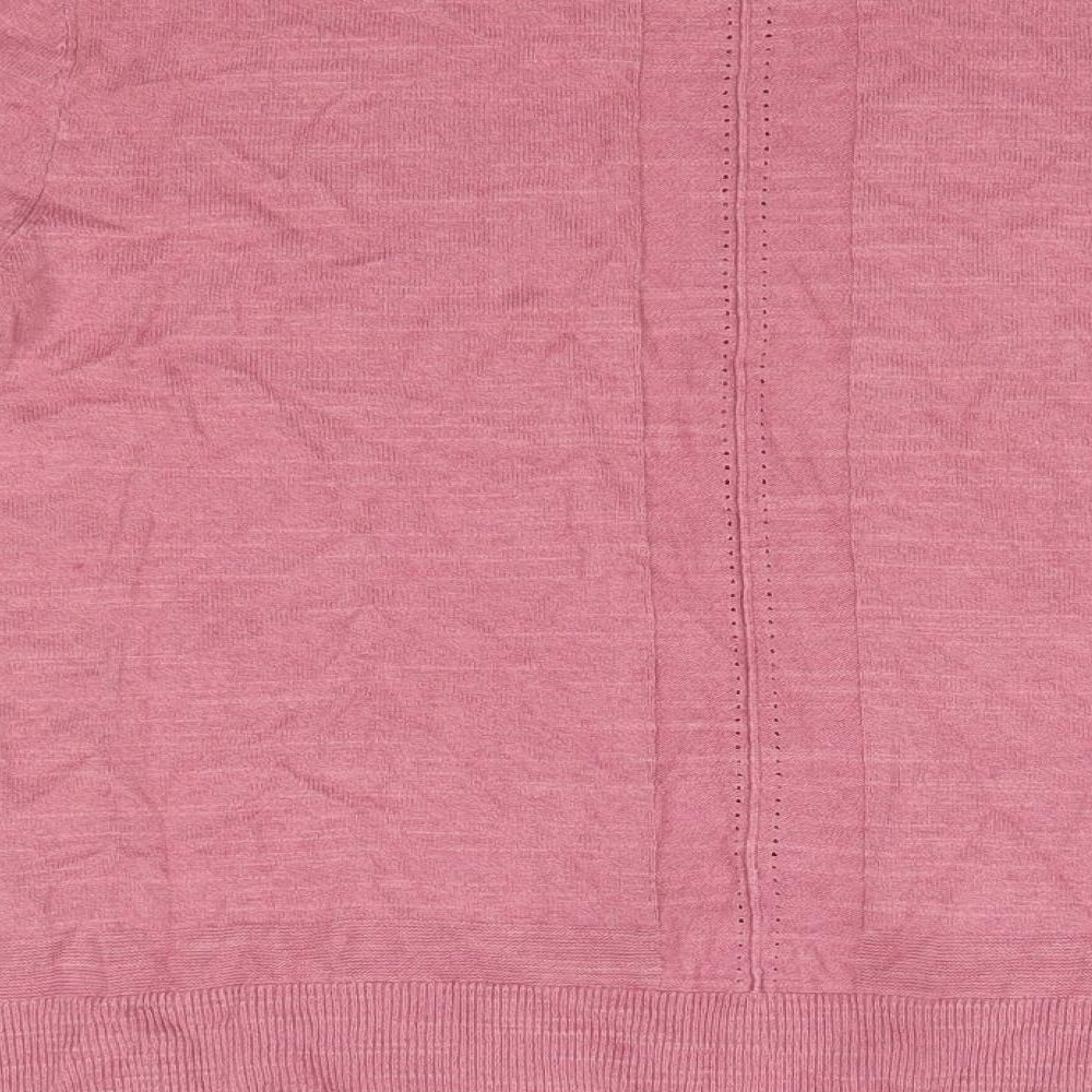 White Stuff Womens Pink Round Neck  Cotton Pullover Jumper Size 14