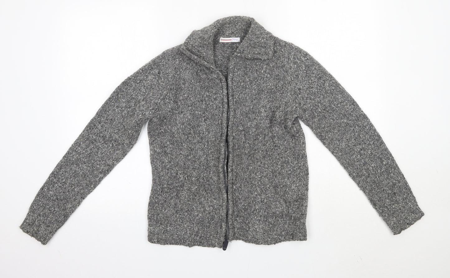 Matalan Womens Grey High Neck  Acrylic Full Zip Jumper Size 12