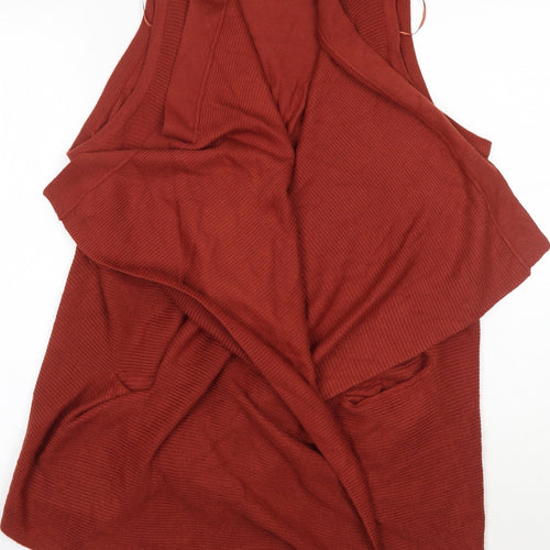 F&F Womens Orange V-Neck  Acrylic Cardigan Jumper Size S