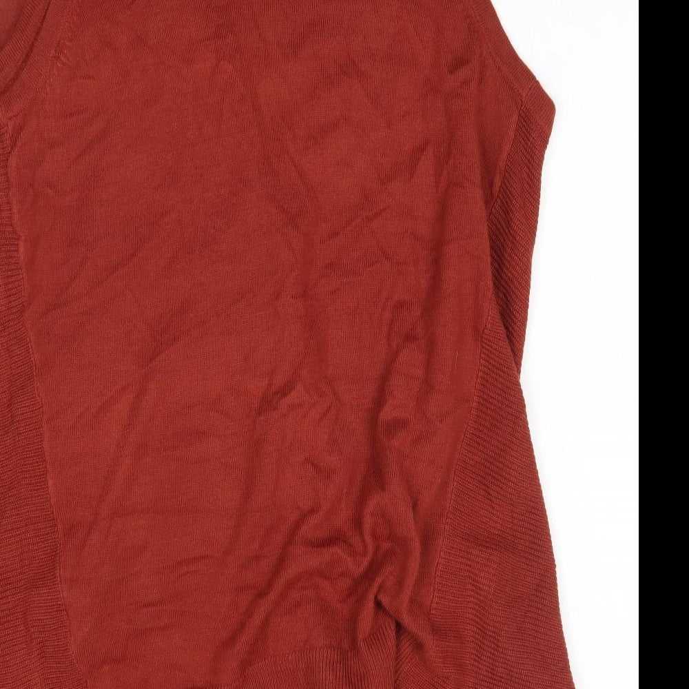 F&F Womens Orange V-Neck  Acrylic Cardigan Jumper Size S