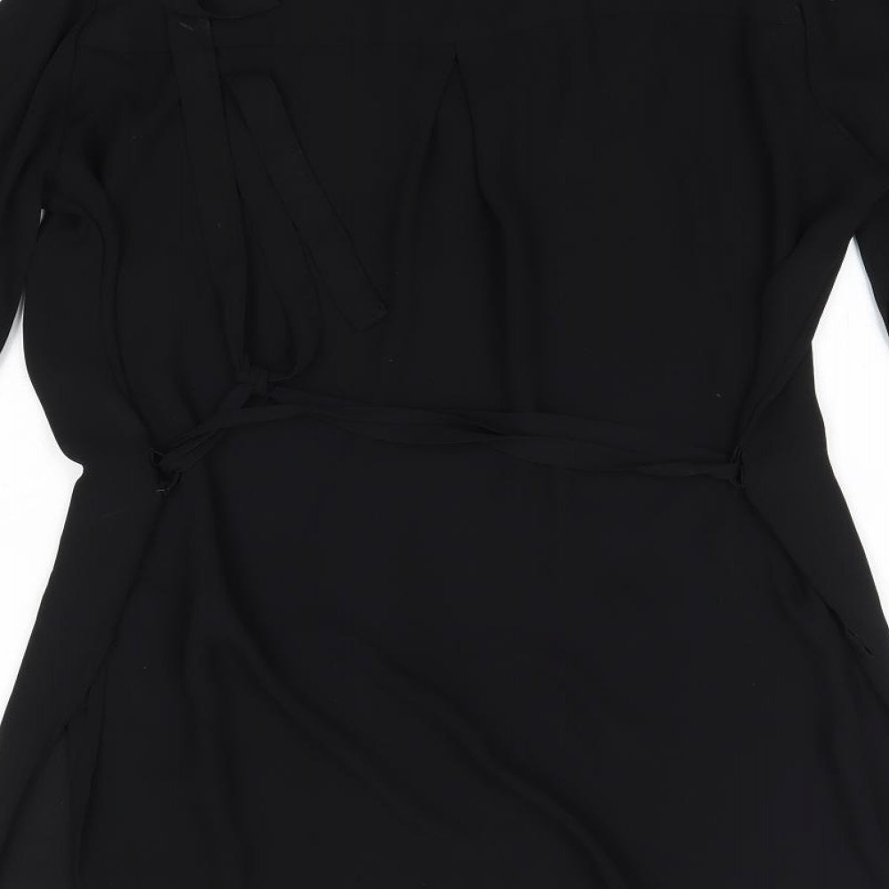 Primark Womens Black  Polyester Shirt Dress  Size 14  V-Neck