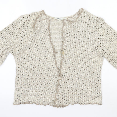 M&Co Womens Brown Round Neck  Cotton Cardigan Jumper Size L