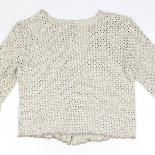 M&Co Womens Brown Round Neck  Cotton Cardigan Jumper Size L
