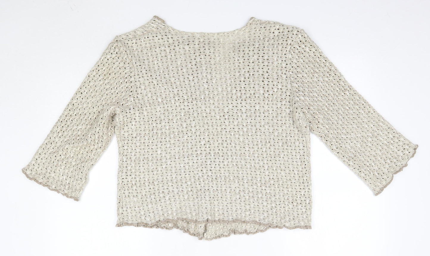 M&Co Womens Brown Round Neck  Cotton Cardigan Jumper Size L