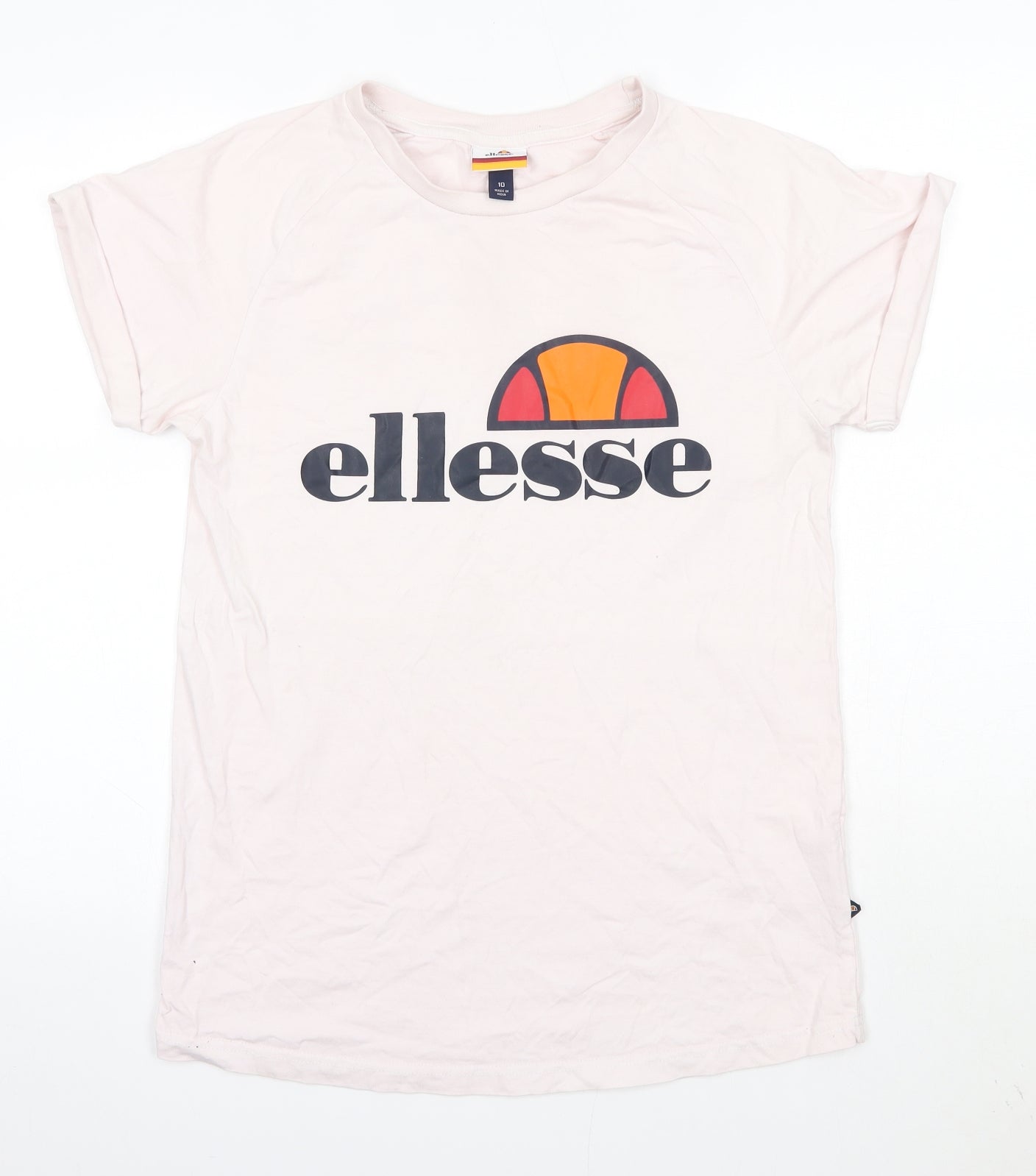 ellesse Womens Pink  Cotton Basic T-Shirt Size 10 Round Neck