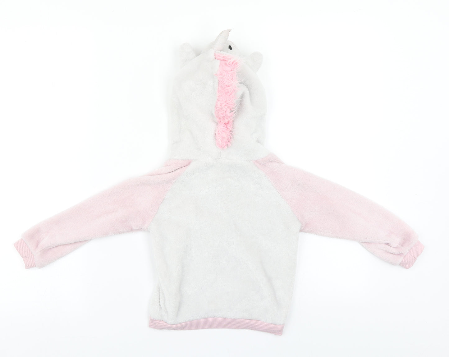 Preworn Girls Pink Crew Neck  Polyester Pullover Jumper Size 3-4 Years   - Unicorn