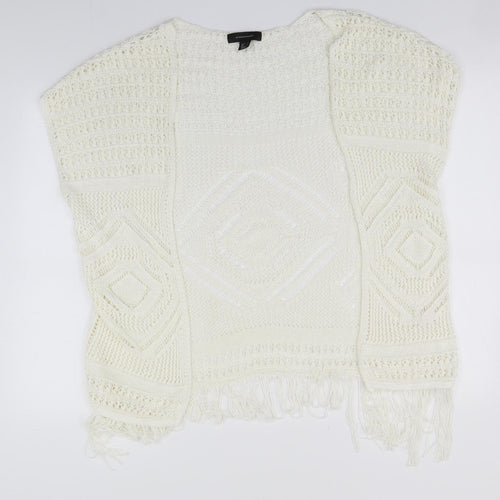 Atmosphere Womens Ivory Round Neck  Acrylic Cardigan Jumper Size 10