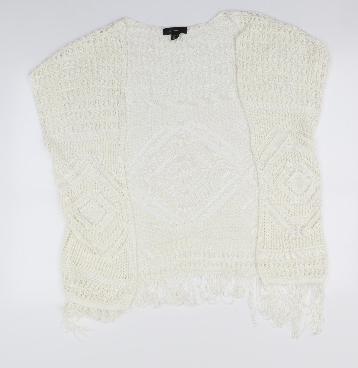 Atmosphere Womens Ivory Round Neck  Acrylic Cardigan Jumper Size 10