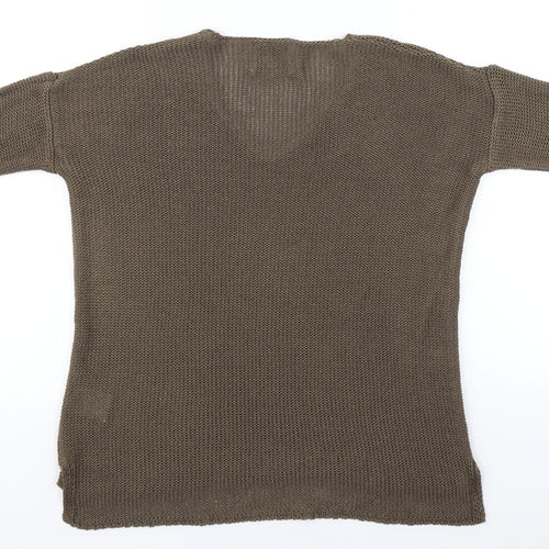 Papaya Womens Green V-Neck  Acrylic Pullover Jumper Size 8