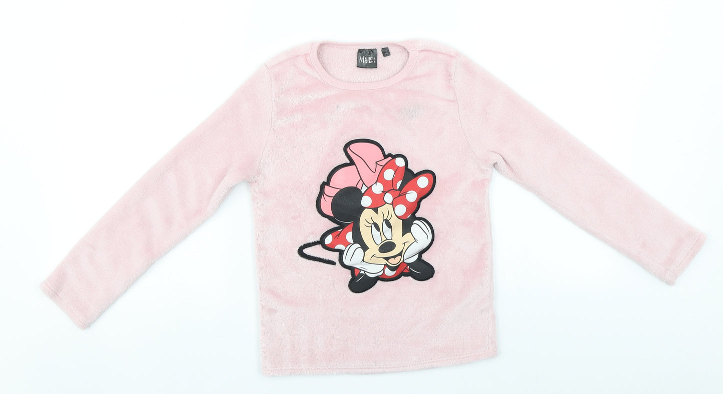 Disney Girls Pink Round Neck  Polyester Pullover Jumper Size 7-8 Years   - Minnie Mouse