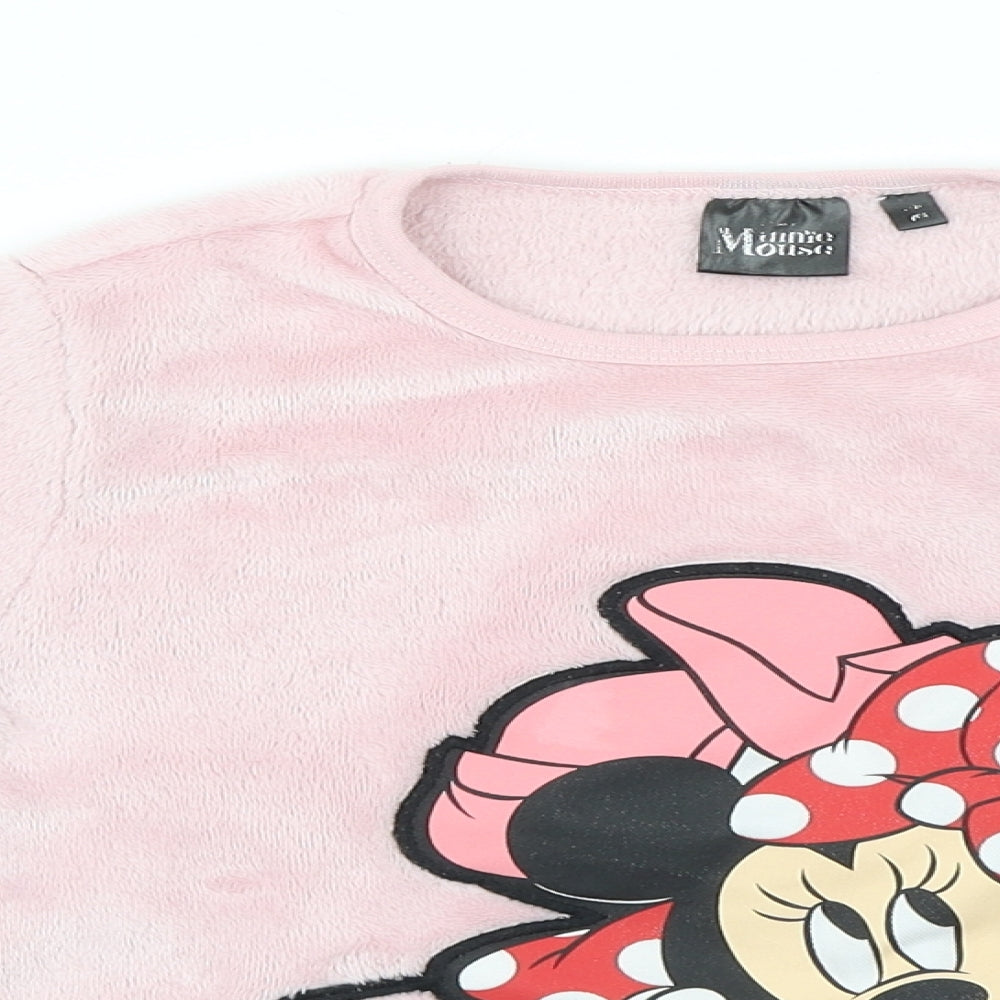 Disney Girls Pink Round Neck  Polyester Pullover Jumper Size 7-8 Years   - Minnie Mouse