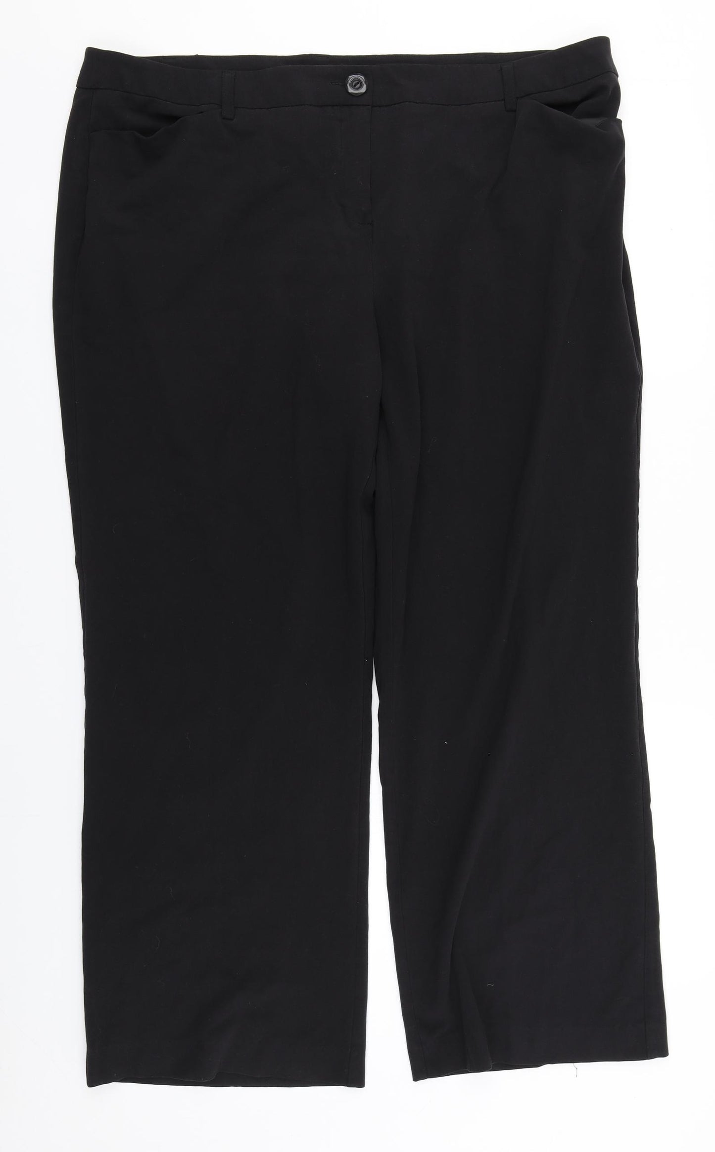 Woolworhts Womens Black  Polyester Trousers  Size 20 L28 in Regular
