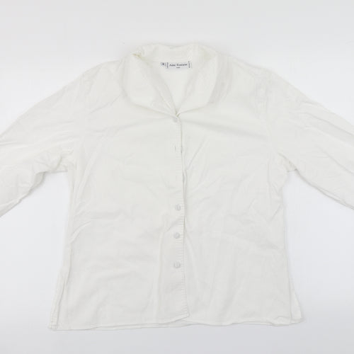 Anne Fontaine Womens White  Cotton Basic Button-Up Size 4 Collared