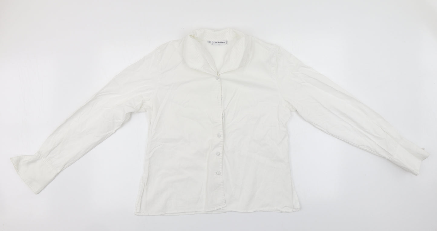 Anne Fontaine Womens White  Cotton Basic Button-Up Size 4 Collared