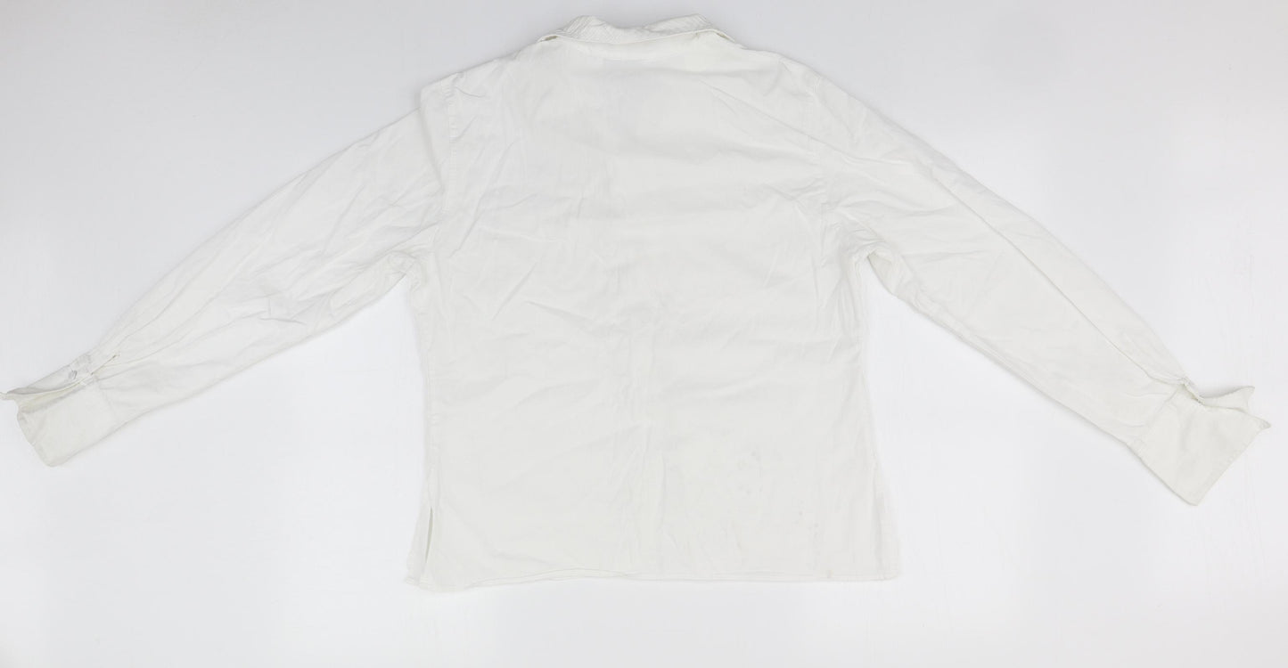 Anne Fontaine Womens White  Cotton Basic Button-Up Size 4 Collared