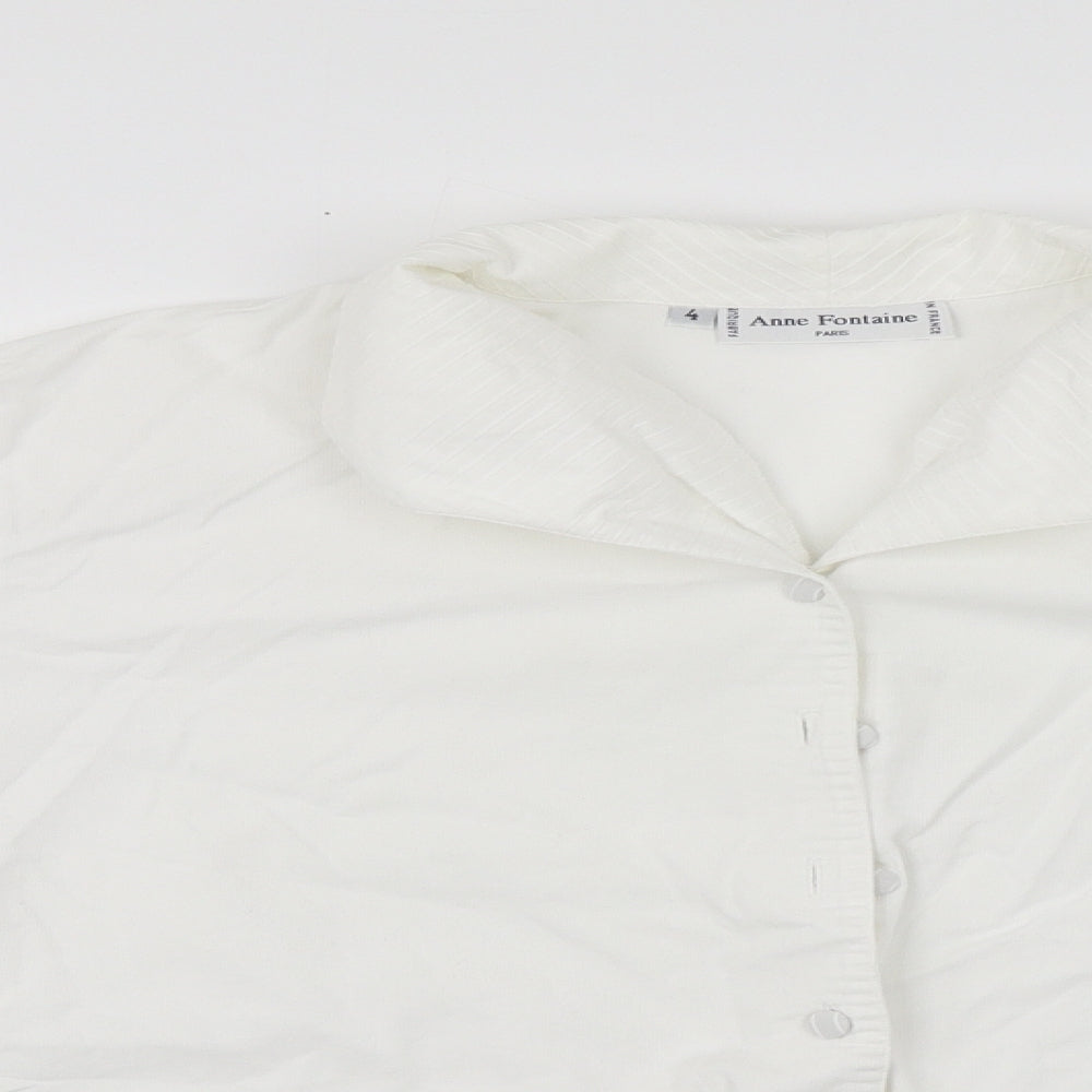 Anne Fontaine Womens White  Cotton Basic Button-Up Size 4 Collared