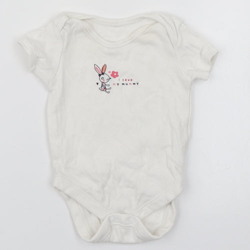 George Baby White  Cotton Leotard One-Piece Size 0-3 Months   - I love my Mummy