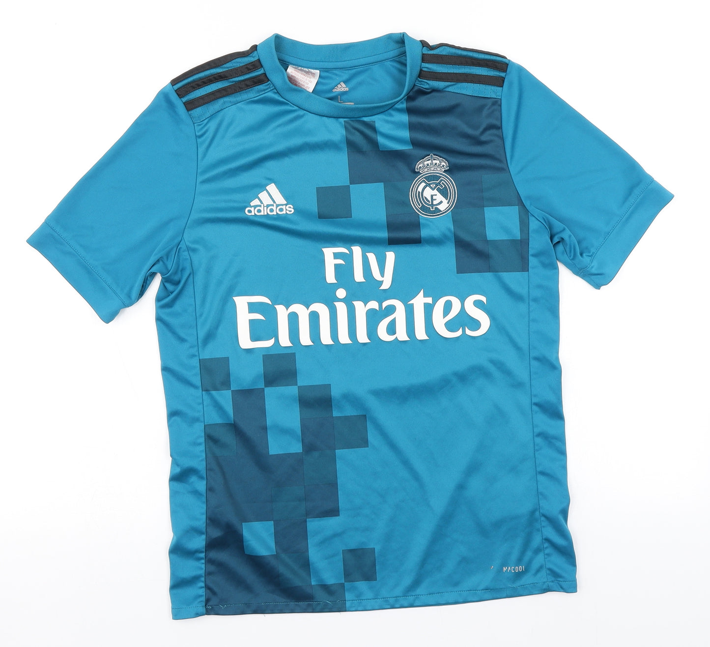 adidas Boys Blue  Polyester Basic T-Shirt Size 13-14 Years Round Neck  - Football